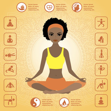 Cute african american girl sitting in the lotus position