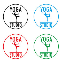 Yoga logo template. Fitness studio design.