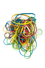 Pile of rubber bands isolated on white background