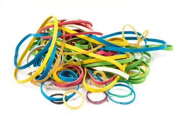 Pile of rubber bands isolated on white background