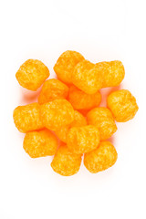 Cheese puffs isolated on white background