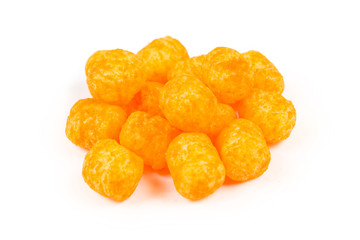 Cheese puffs isolated on white background