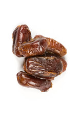 Whole pitted dates isolated on white background