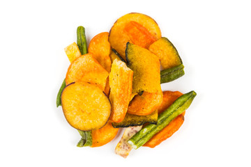 Dried mixed vegetables isolated on white background