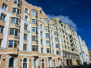 Fototapeta na wymiar Facade of the historical buildings in Saint-Petersburg, Russia
