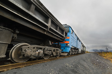 Obraz premium The diesel locomotive is a freight train.