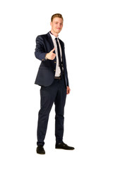 Young businessman full length portrait isolated