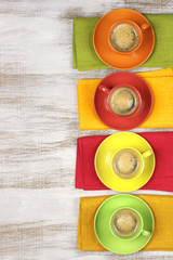 Coffee in colorful cups