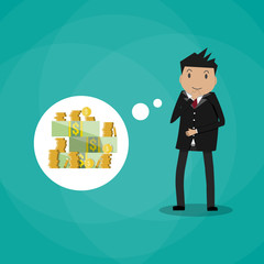 Business man dreaming about money