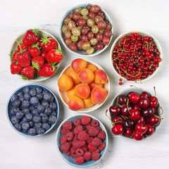 Various fruits in bowls