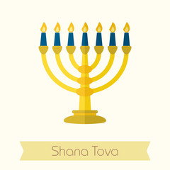 Menorah. Rosh Hashanah icon. Shana tova