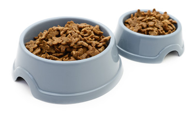 Two cat's plastic bowls.