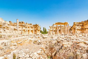 Fototapeta premium Baalbek in Beqaa Valley, Lebanon. Baalbek is located about 85 km northeast of Beirut and about 75 km north of Damascus. It has led to its designation as a UNESCO World Heritage Site in 1984.