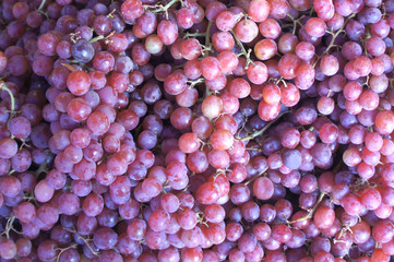 Red ripe grapes, top view