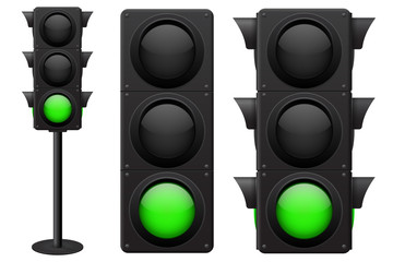 Traffic lights. Green light on