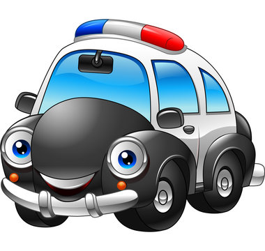 Cartoon police car character