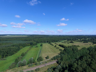Fototapeta na wymiar aerial view of a green landscape in germany