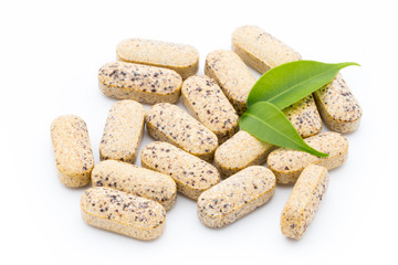 Alternative Medicine. Vitamin capsules. Homeopathic supplement.