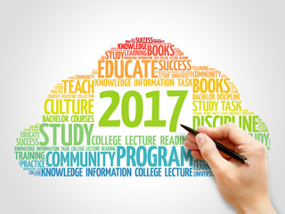 2017 Education word cloud business collage, concept background