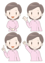 介護士 女性 表情ポーズセットA