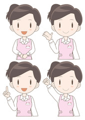 ヘルパー 女性 表情ポーズセットA