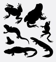 Amphibian and reptilian animal silhouette. Good use for symbol, logo, web icon, mascot, sticker, sign, or any design you want.