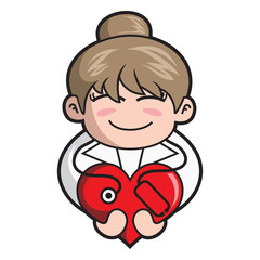 Cute Love Doctor with Balloon Illustration