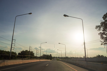 Roads in the evening sunshine on the trip.