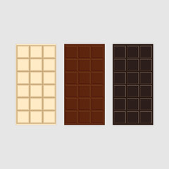 Chocolate bar package packaging blank white pack set isolated vector illustration. Background design.Modern stylish abstract texture. Template for print, textile, wrapping and decoration