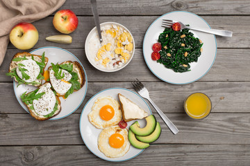 Helpful breakfast from different of dishes