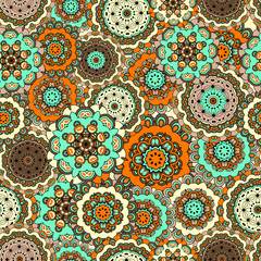 Seamless pattern with doodles elements for design. multicolored flowers