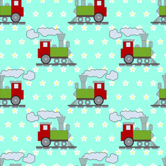 vector seamless pattern baby train