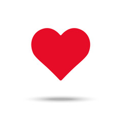 Vector flat design red heart icon placed on white background