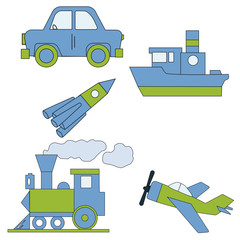 vector pattern set of children's transport