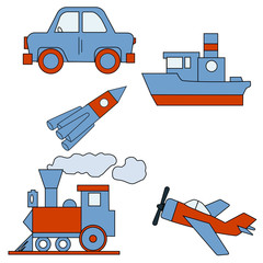 vector pattern set of children's transport