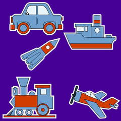 vector pattern set of children's transport