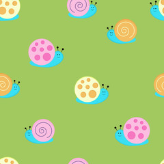 seamless pattern of colored snails