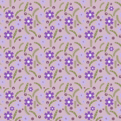 seamless pattern with flowers in retro style