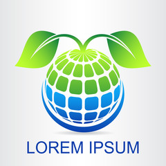 Green leaves. Eco icon.