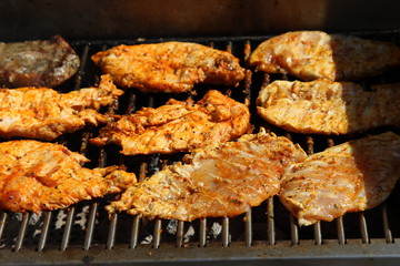 Meat is grilled