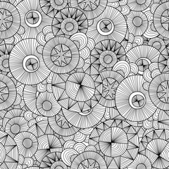 Doodle black and white abstract hand drawn vector background. Wavy zentangle style seamless pattern.