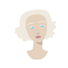 Blond girl head vector icon