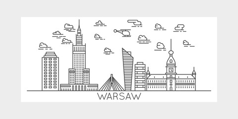 Fototapety  Warszawa, Polska, ilustracja wektorowa miasta