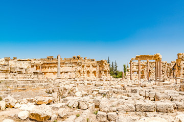 Fototapeta na wymiar Baalbek in Beqaa Valley, Lebanon. Baalbek is located about 85 km northeast of Beirut and about 75 km north of Damascus. It has led to its designation as a UNESCO World Heritage Site in 1984.