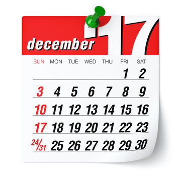 December 2017 - Calendar