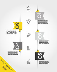 yellow infographic origami stickers with icons