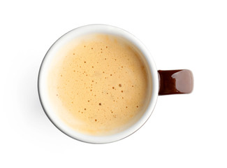 Cup of coffee on white background