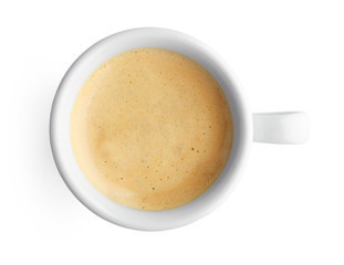 Cup of coffee on white background