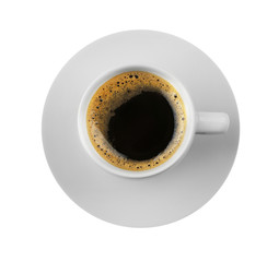 Cup of coffee on white background