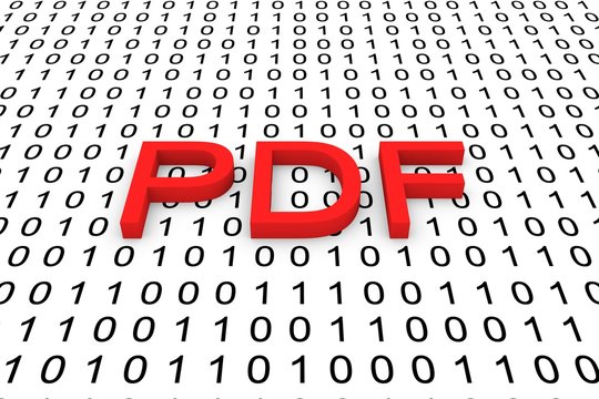 PDF a binary code 3D illustration
